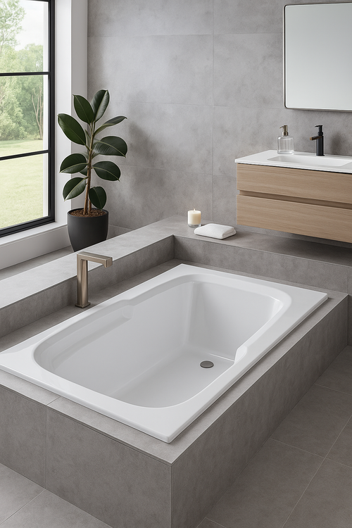 AR6532 – 65″L x 32″W x 18.5″H – Acrylic Drop In Rectangle Soaking Bathtub