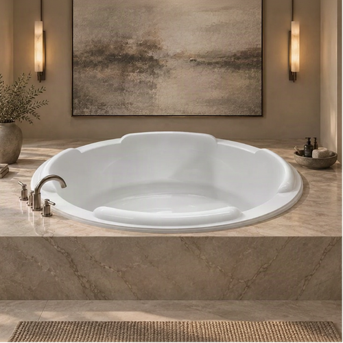 RO7676 - Large Round 76″L x 76″W x 24″H Drop In Acrylic Bathtub