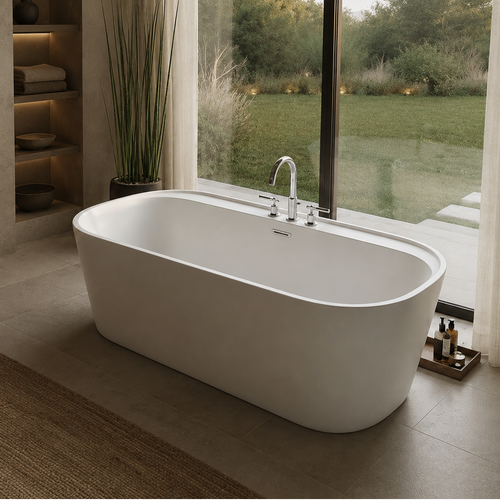 Graceful II 67″ Freestanding Deck Mount Faucet Soaking Tub