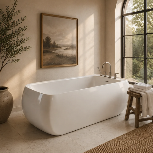 Essence 73" Freestanding Deck Mount Soaking Tub