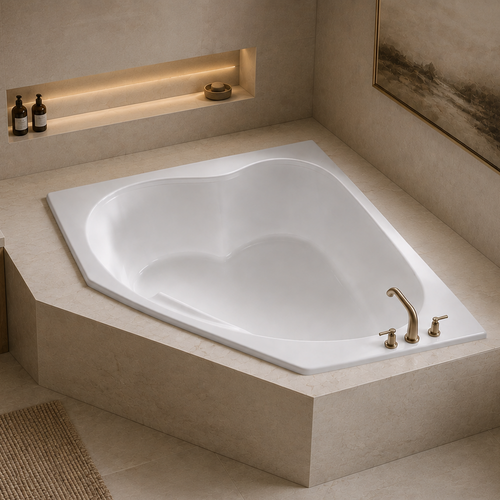 SKC5555 – 55″L x 55″W x 18.5″H – Acrylic Drop In Corner Soaking Bathtub