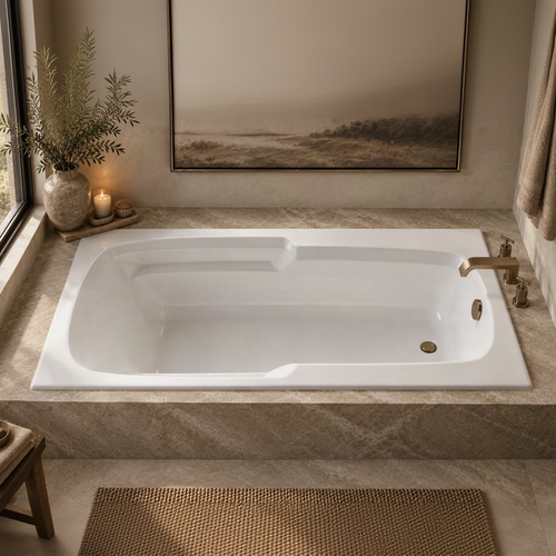 AR6532 – 65″L x 32″W x 18.5″H – Acrylic Drop In Rectangle Soaking Bathtub