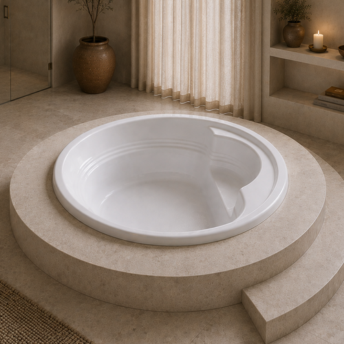 FL7272 – 72″L x 72″W x 18″H – Acrylic Drop In Round Soaking Bathtub