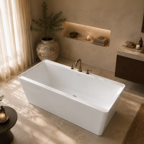 Vibrant 72" Freestanding Deck Mount Soaking Tub