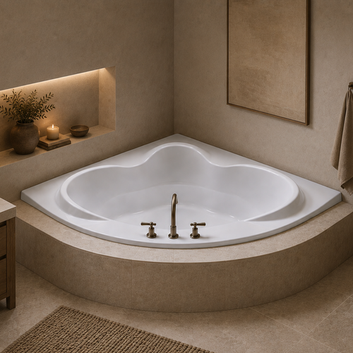 JT5959 – 59″L x 59″W x 21.5″H – Acrylic Drop In Corner Soaking Bathtub