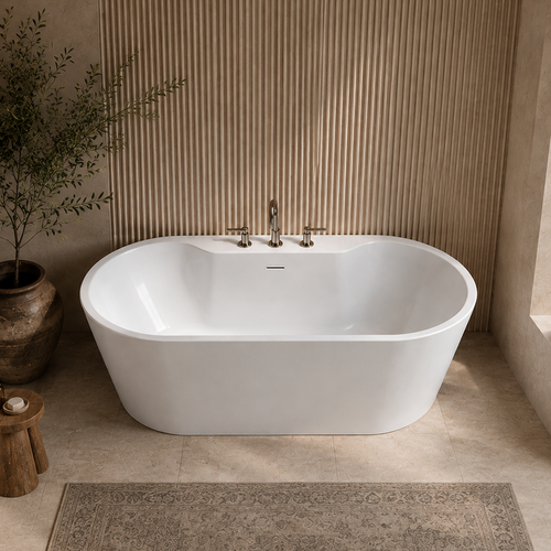 Reflection I 59” Freestanding Deck Mount Faucet Soaking Tub