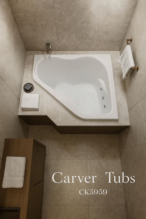 CK5959 – 59″L x 59″W x 20.5″H – Acrylic Drop In Corner Soaking Bathtub