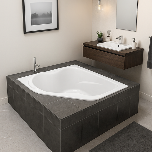 CK5959 – 59″L x 59″W x 20.5″H – Acrylic Drop In Corner Soaking Bathtub