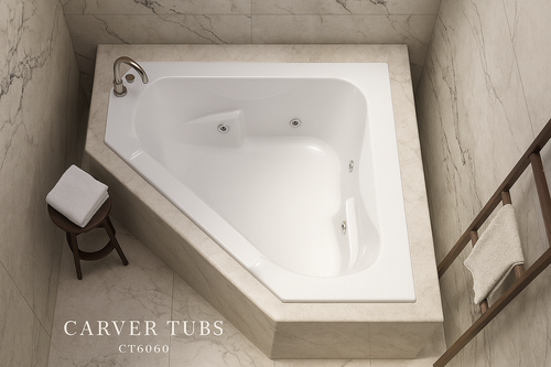 CT6060 - 60″L x 60″W x 19.5″H Acrylic Drop In Corner Bathtub