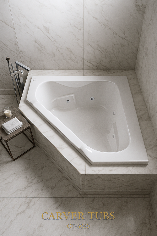 CT6060 - 60″L x 60″W x 19.5″H Acrylic Drop In Corner Bathtub