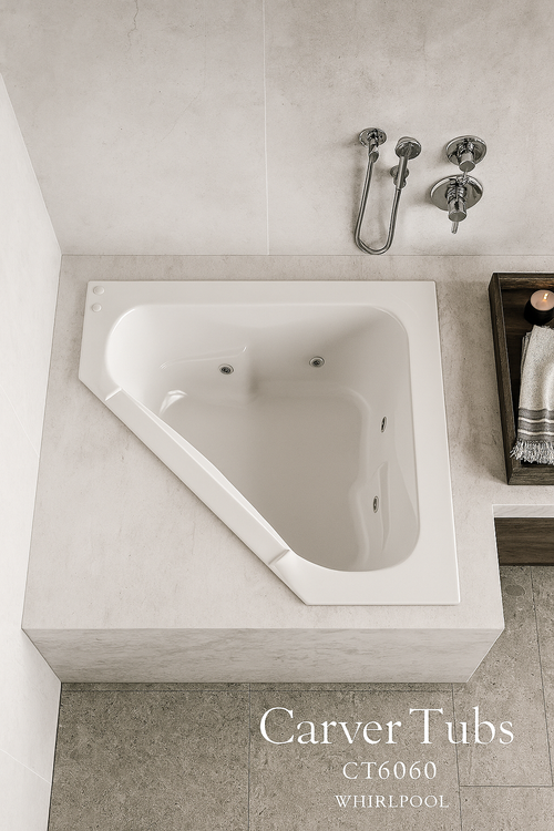 CT6060 - 60″L x 60″W x 19.5″H Acrylic Drop In Corner Bathtub