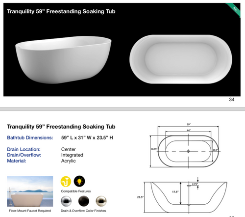 Tranquility 59″ Freestanding Soaking Tub