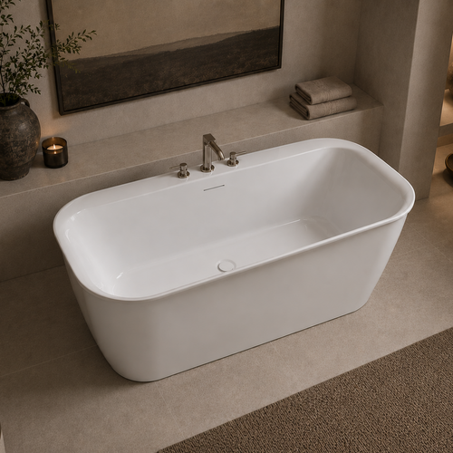 Zen 63″ Freestanding Deck Mount Faucet Soaking Tub