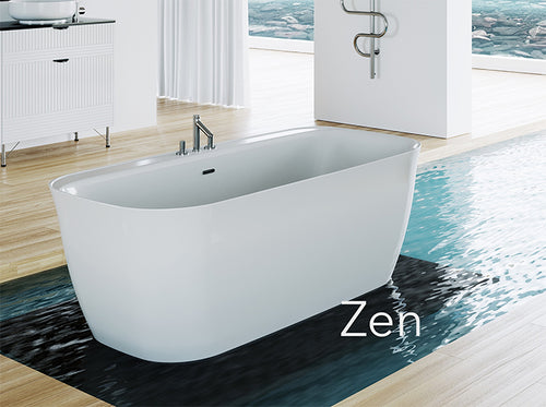 Zen 63″ Freestanding Deck Mount Faucet Soaking Tub