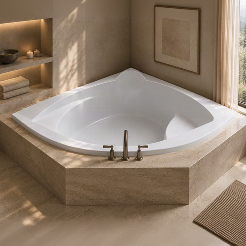 ME6060 – 60″L x 60″W x 19″H – Acrylic Drop In Corner Soaking Bathtub