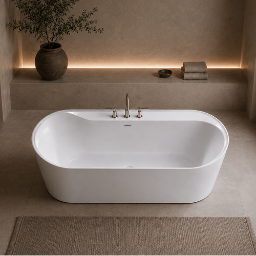 Amur II 72″ Freestanding Deck Mount Faucet Soaking Tub