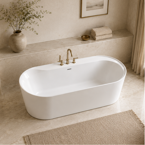 Amur I 70″ Freestanding Deck Mount Faucet Capable Soaking Tub