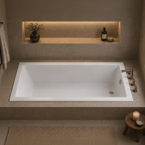 KJ7136 – 71″L x 36″W x 18.5″H – Acrylic Drop In Rectangle Soaking Bathtub