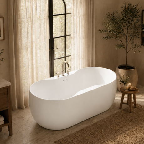 Joyful 75" Freestanding Deck Mount Soaking Tub