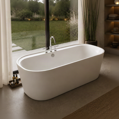 Graceful I 59″ Freestanding Deck Mount Faucet Soaking Tub