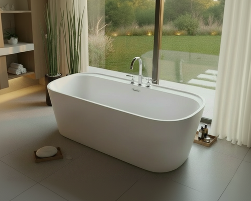 Graceful II 67″ Freestanding Deck Mount Faucet Soaking Tub