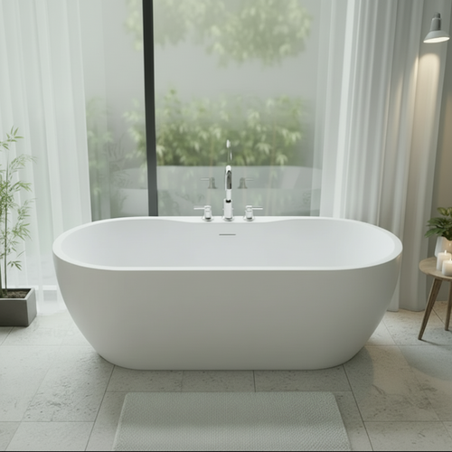 Aiden I 65″ Freestanding Deck Mount Faucet Capable Soaking Tub