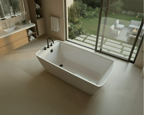 Elysium 67″ Freestanding Deck Mount Faucet Soaking Tub