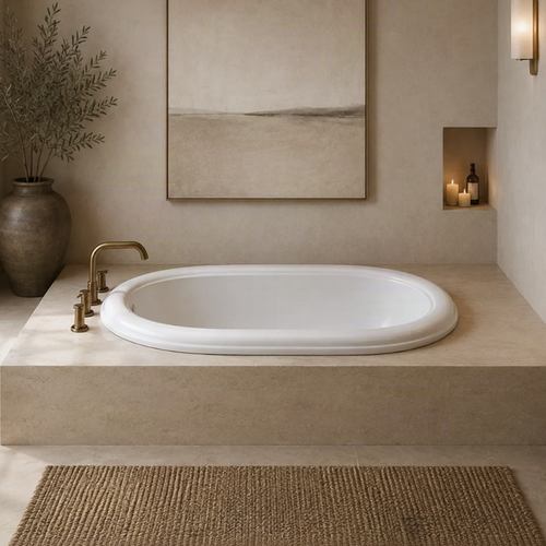 SOD6941 69″ x 41″ x 18″ Acrylic Drop In Oval Soaking Bathtub